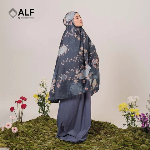 ALF BY ALIF MUKENA MINI MOTIF PARASUT PREMIUM KOREA TRAVEL - PANSY IN SKIPPER BLUE ( MKN-218 )